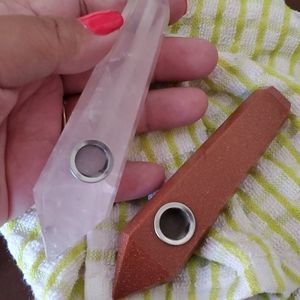 Rose quartz stone pipe